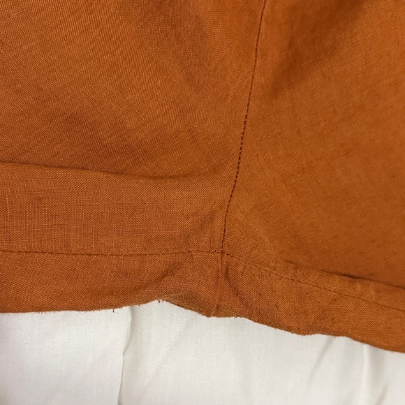 Three Dots Rust Orange Wide Leg Linen Pants - Picture 12 of 16